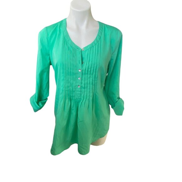 Motherhood Maternity Size Medium M Blouse Shirt Spring Summer Work Top Green *1C - Picture 4 of 9